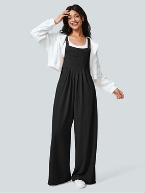 HALARA Black Wide-Leg Overall Jumpsuit